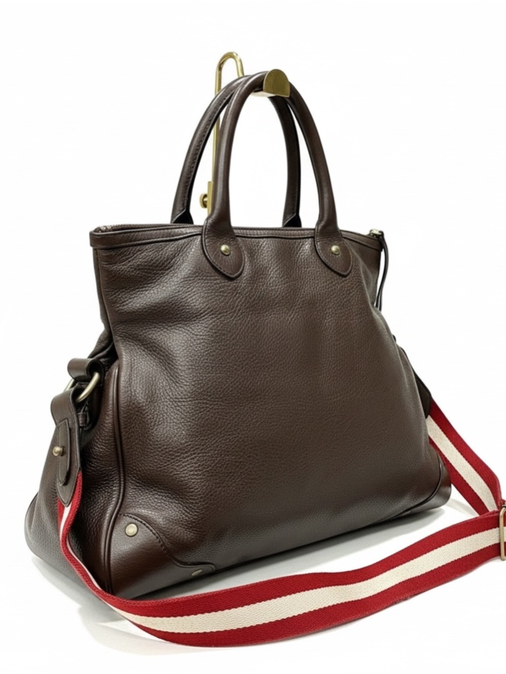 Bally Talinda Zipper Top Tote with Calfskin  Leather